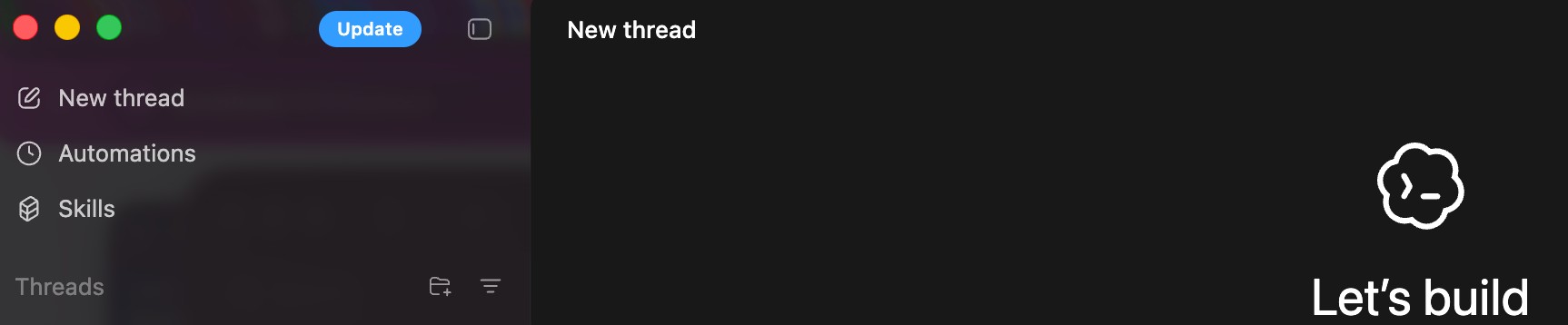 Update button appearing during testing